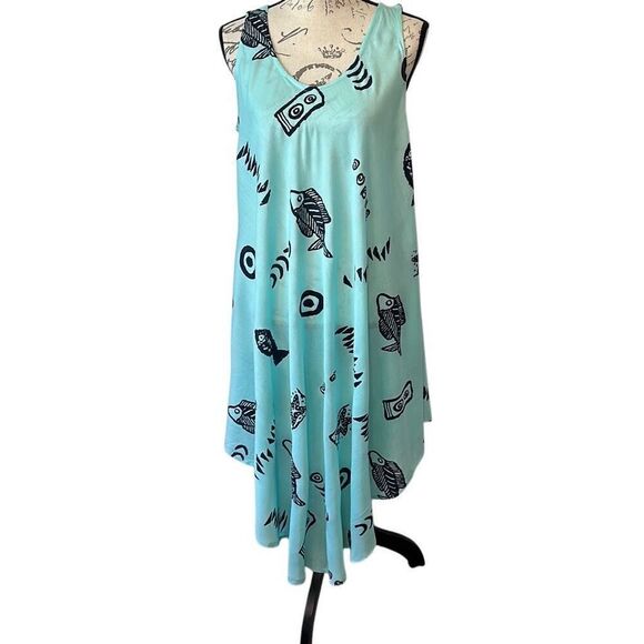 Exist Sea Blue Beach Tank Rock Fish Summer Sleeveless Dress OS - Picture 1 of 7